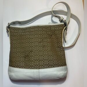 Vintage Coach Brown and White Crossbody Bag